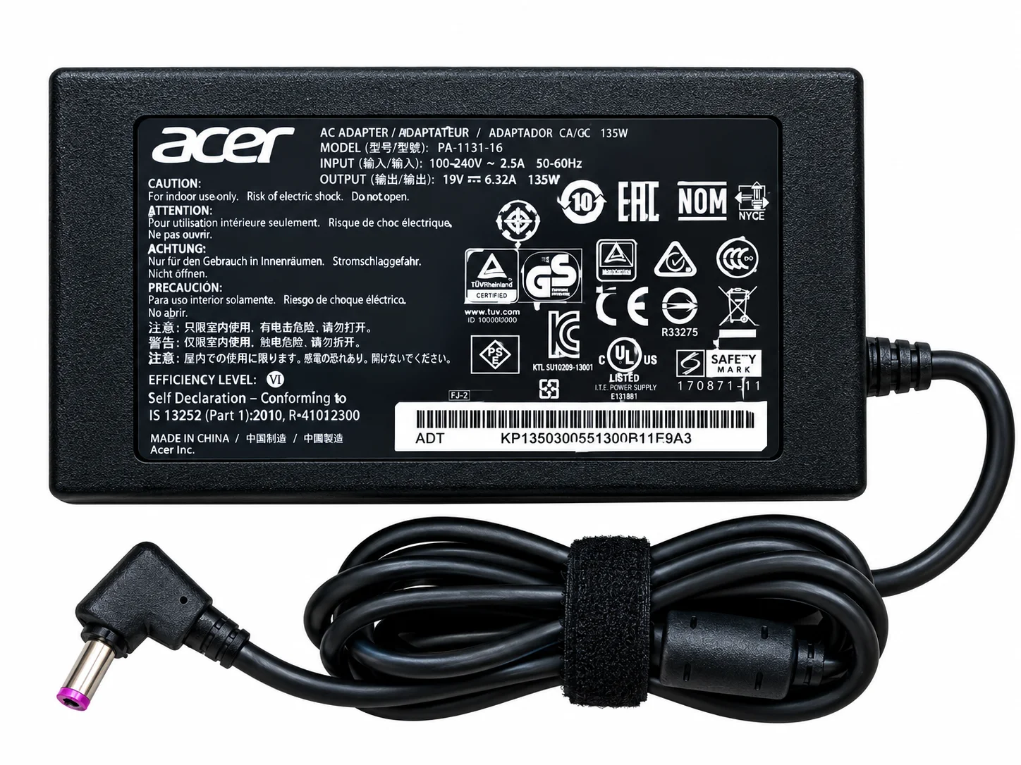 Acer Predator 135W AC Laptop Adapter PA-1131-16
